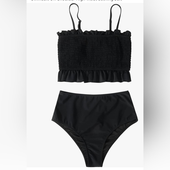 RXRXCOCO Womens Shirred Bandeau Bikini Cute 2-Piece Swimsuit Off Shoulder Size M - Picture 8 of 8